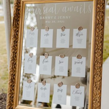 Vintage Mirror Seating Chart for Outdoor Wedding Reception _ Boho Wedding Decor